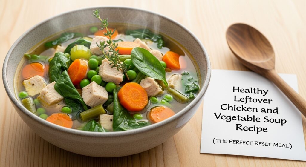 Healthy Leftover Chicken and Vegetable Soup Recipe (The Perfect Reset Meal)