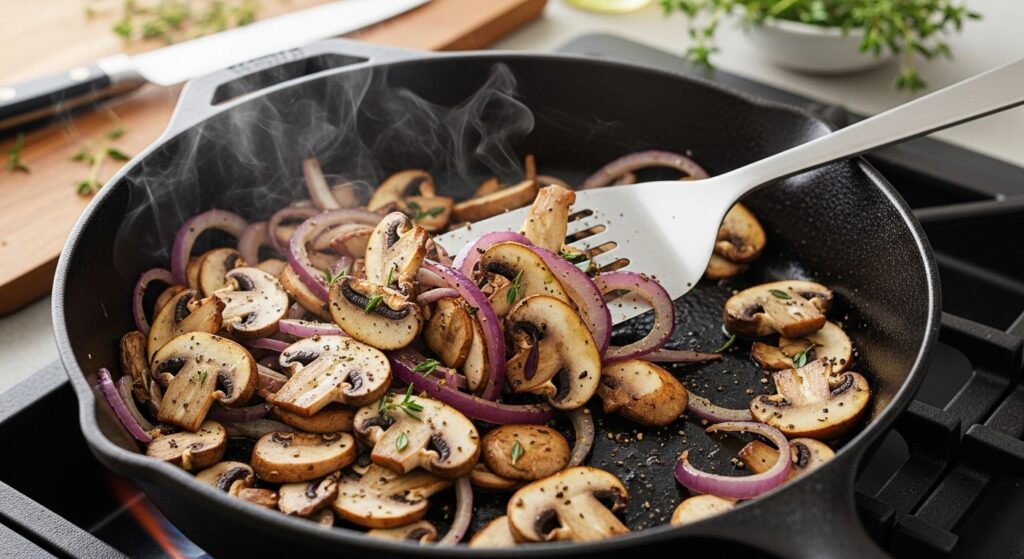 Sautéing mushrooms and onions recipe