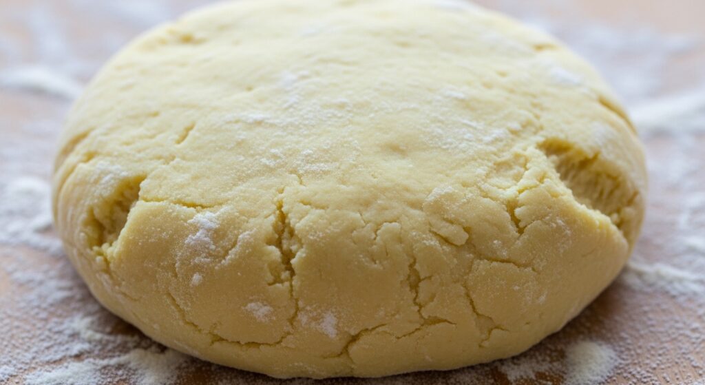 Soft gnocchi dough made from mashed potatoes, ready to be rolled and cut.