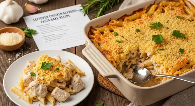 leftover chicken alfredo pasta bake recipe