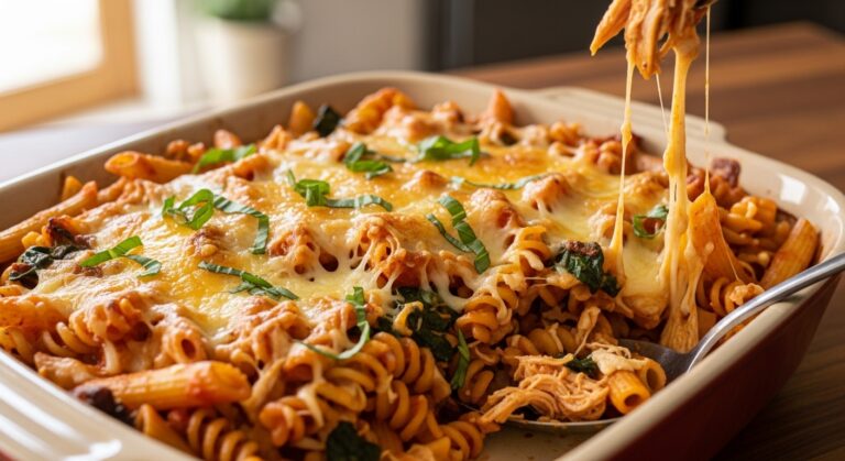 Quick Weeknight Chicken Pasta Bake (using leftovers)