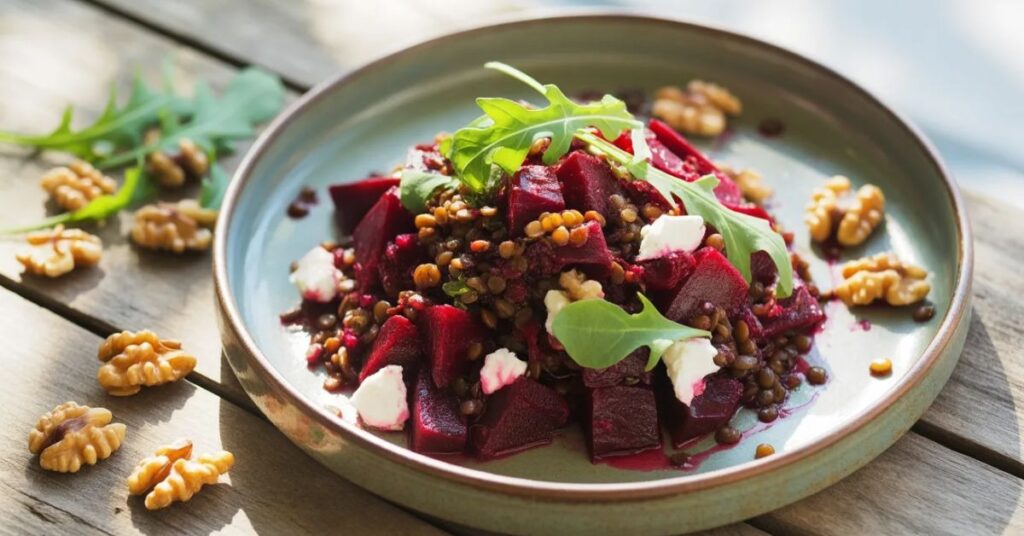 Beetroot and lentil salad